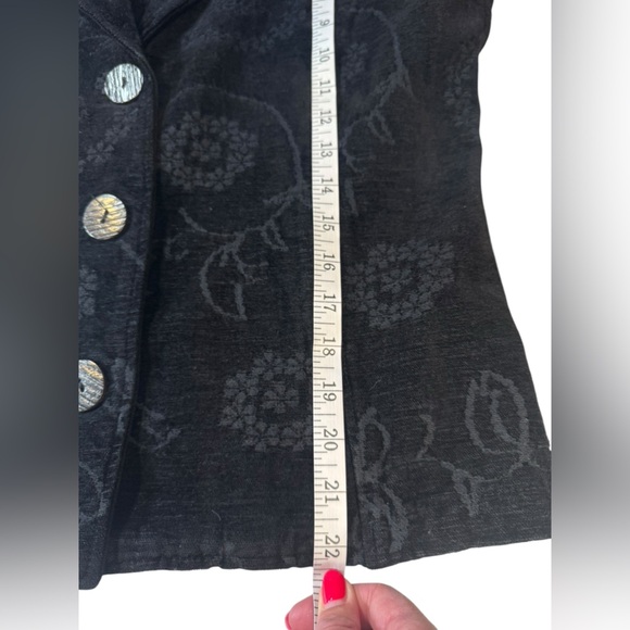 Vintage Velvet Jacket Black Floral Boho Artsy Cottagecore Dark Academia Medium - Picture 10 of 10